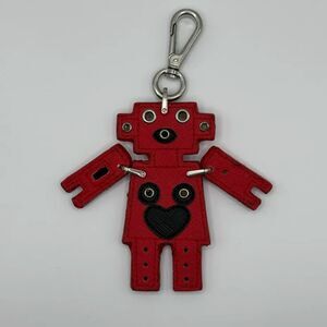 Prada Motif Red Robot Heart Key Chain Charm